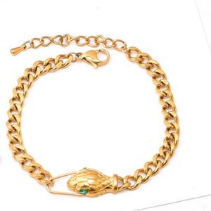 Gold snake head chain bracelet